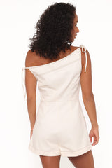 Tatum Off Shoulder Romper - Bone