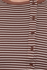Adeline Two Piece Set - Brown/Cream Stripe