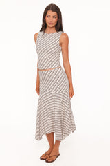 Amber Skirt Set - Cream/Brown Stripe