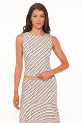 Amber Skirt Set - Cream/Brown Stripe