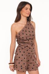 Carter Short Set - Brown Polka Dot
