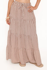 Eirlys Tiered Skirt Set - Brown White