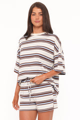 Hellen Stripe Short Set - Brown Multi Stripe
