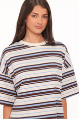 Hellen Stripe Short Set - Brown Multi Stripe