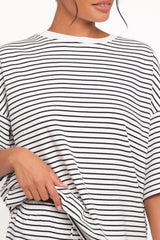 Hellen Stripe Short Set - White Black Stripe