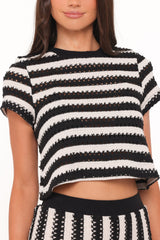 Jaden Knit Skirt Set - Black/White Stripe