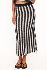 Jaden Knit Skirt Set - Black/White Stripe