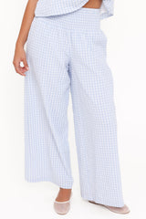Jillian Smocked Pant Set - Blue Gingham