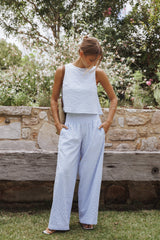 Jillian Smocked Pant Set - Blue Gingham