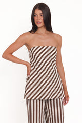 Kim Pant Set - Brown Stripe