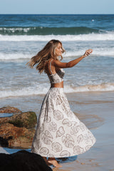 Kristy Maxi Skirt Set - Cream Shells