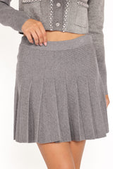 Lumi Pleated Skirt Sweater Set - Grey