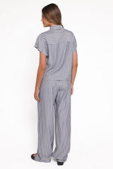Melanie Pant Set - Charcoal Stripe