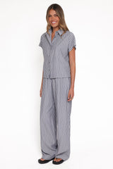 Melanie Pant Set - Charcoal Stripe