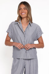 Melanie Pant Set - Charcoal Stripe