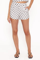 Michelle Short Set - White/Black Polka Dot