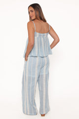 Mila Embroidered Pant Set - Light Blue