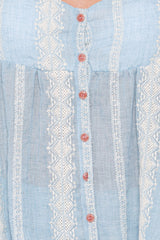 Mila Embroidered Pant Set - Light Blue