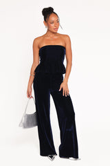 Sutton Strapless Pant Set - Midnight Blue Velvet