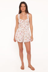 Antonia Lace Trim Top - White Poppy Rose