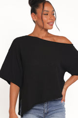 Ardena Boucle Knit Top - Black