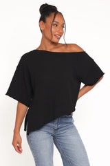Ardena Boucle Knit Top - Black