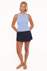 Ari Ribbed Tank Top - Cornflower Blue