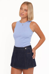 Ari Ribbed Tank Top - Cornflower Blue