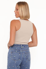 Ari Ribbed Tank Top - Wheat