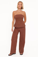 Benton Eyelet Strapless Top - Brown