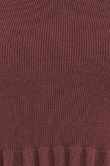 Berenice Ruffle Hem Knitted Top - Brown