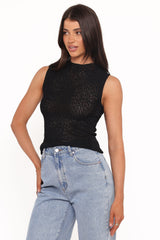Brody Sheer Knit Top - Black