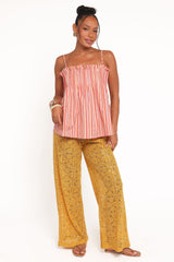Carson Pleated Top - Peach Stripe