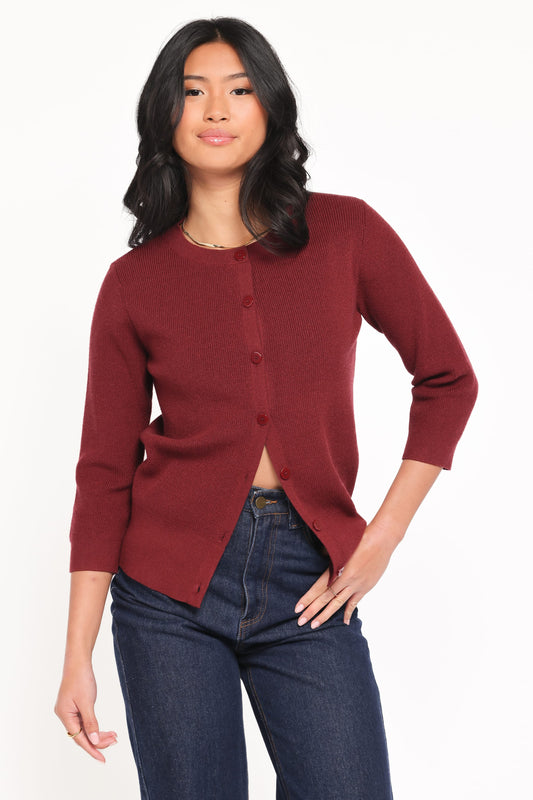 Cataline Button Front Top - Wine