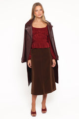 Ceppia Plisse Top - Burgundy