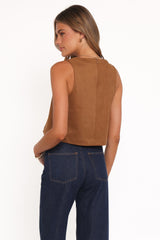 Charles Faux Sueded Top - Camel