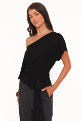 Clarke Off The Shoulder Tie Top - Black