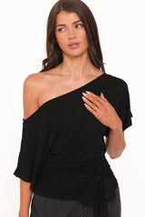 Clarke Off The Shoulder Tie Top - Black