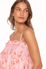 Cosima Baby Doll Top - Rose Pink Floral