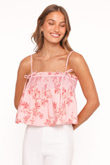 Cosima Baby Doll Top - Rose Pink Floral