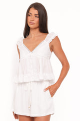 Daisy Cap Sleeve Top - White Broderie