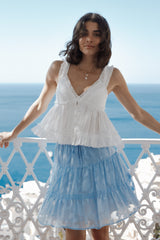 Daisy Cap Sleeve Top - White Broderie