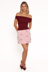 Darina Off Shoulder Top - Bordeaux