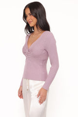 Demi Twist Detail Knit Top - Lavender