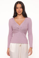 Demi Twist Detail Knit Top - Lavender