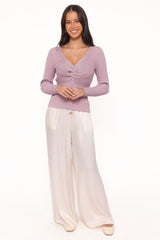 Demi Twist Detail Knit Top - Lavender