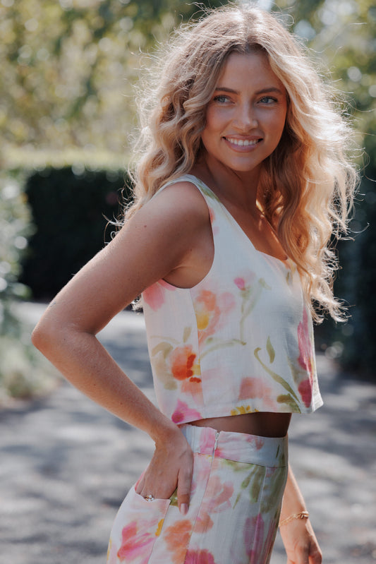 Devlin Top - Pink Garden Floral