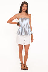 Dulce Top - Blue/Brown Stripe