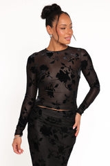 Elani Velvet Burnout Top - Black