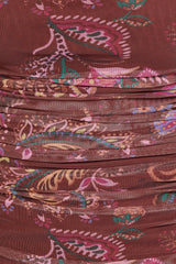 Elfrida Off Shoulder Mesh Top - Brown Floral